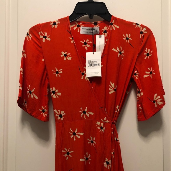 Anthro Faithfull Riviera Floral Wrap Dress Red XS - Picture 7 of 7